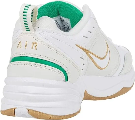 Nike Air Monarch IV Men's Cross Training Shoes White/Metallic Gold/Phantom/Lucky Green : 6 D - Medium, Leather/Textile - Image 4
