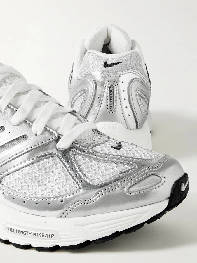 Nike - Air Pegasus 2k5 Metallic Leather And Mesh Sneakers - White - Image 4