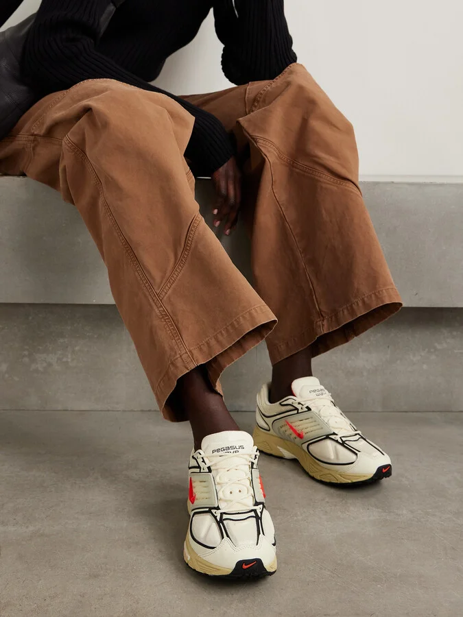 Nike - Air Pegasus Wave Mesh, Faux Leather And Rubber Sneakers - Cream - Image 2