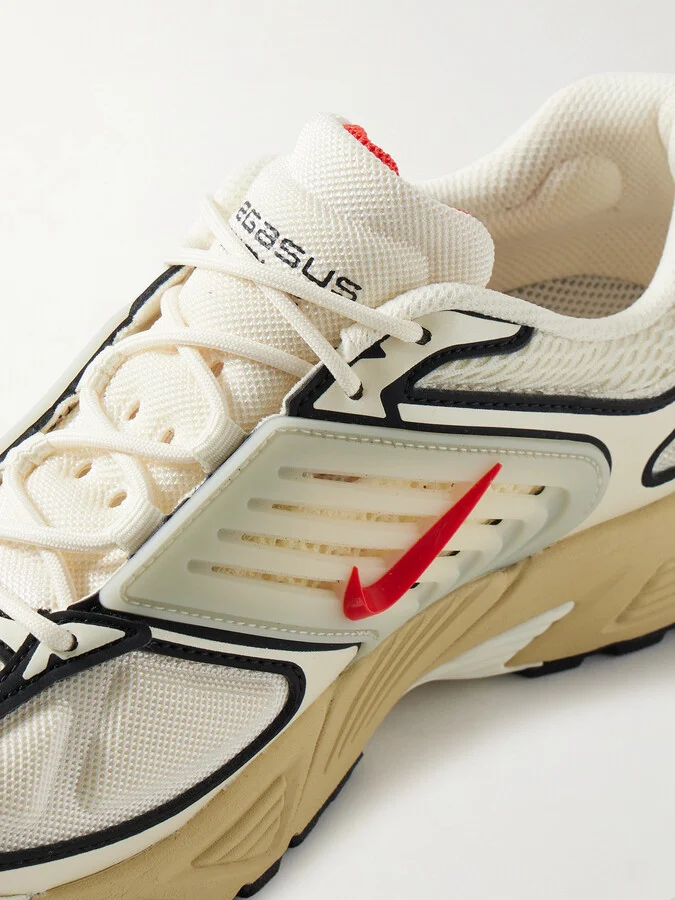 Nike - Air Pegasus Wave Mesh, Faux Leather And Rubber Sneakers - Cream - Image 4