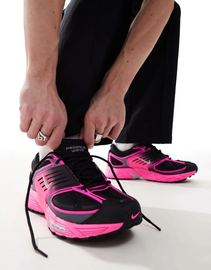 Nike Air Pegasus Wave sneakers in black and pink