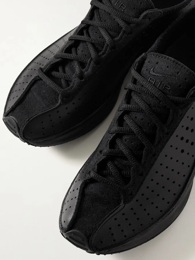 Nike - Air Superfly Perforated Leather And Suede Sneakers - Black - Image 4