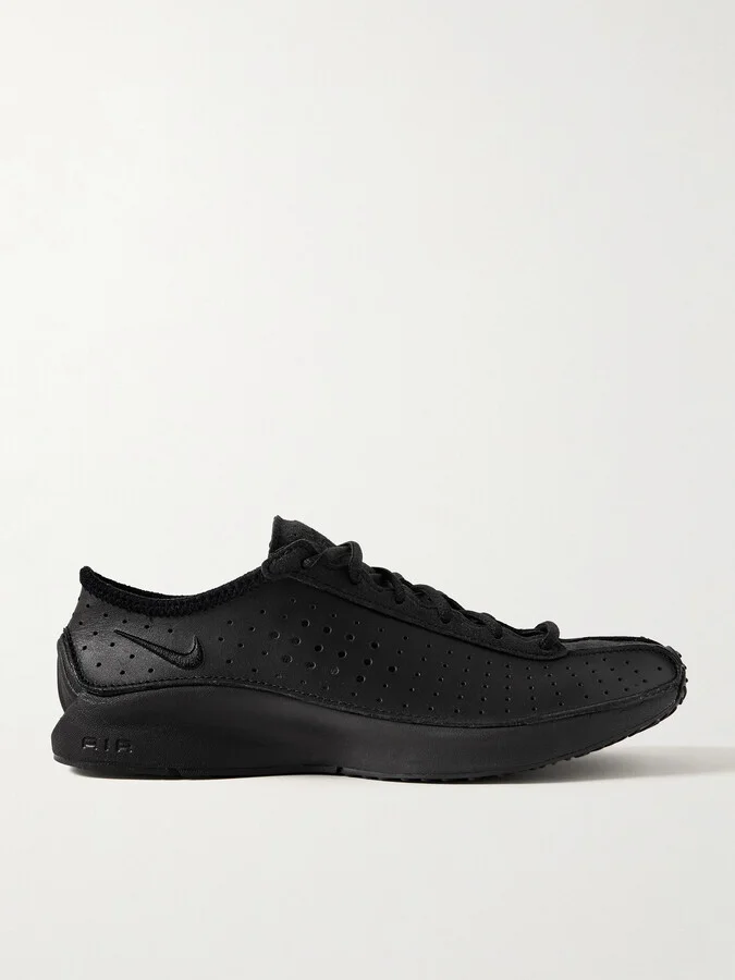 Nike - Air Superfly Perforated Leather And Suede Sneakers - Black
