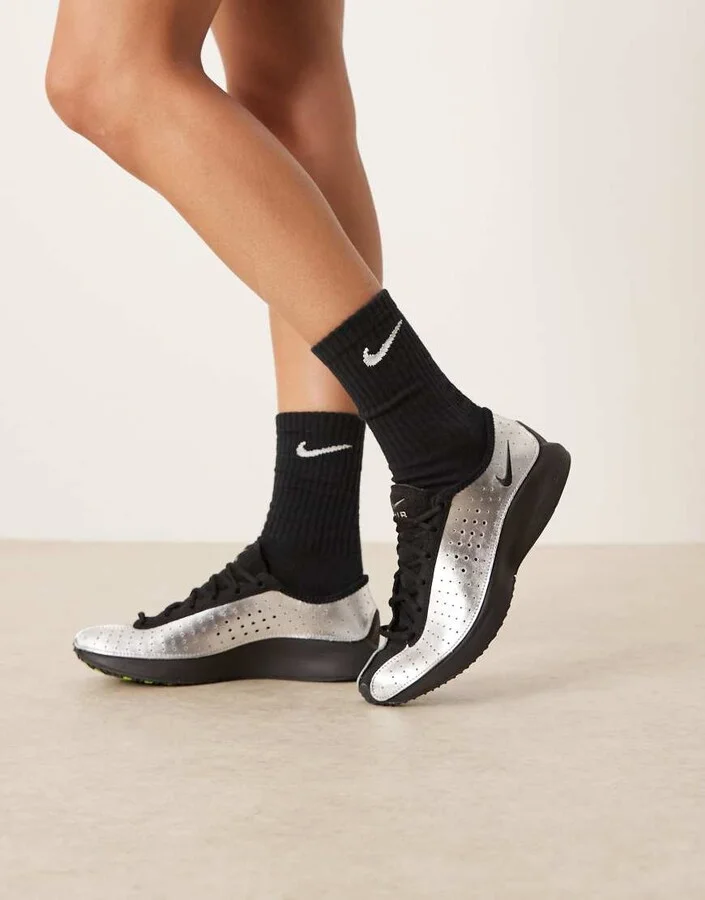 Nike Air Superfly sneakers in metallic silver & black