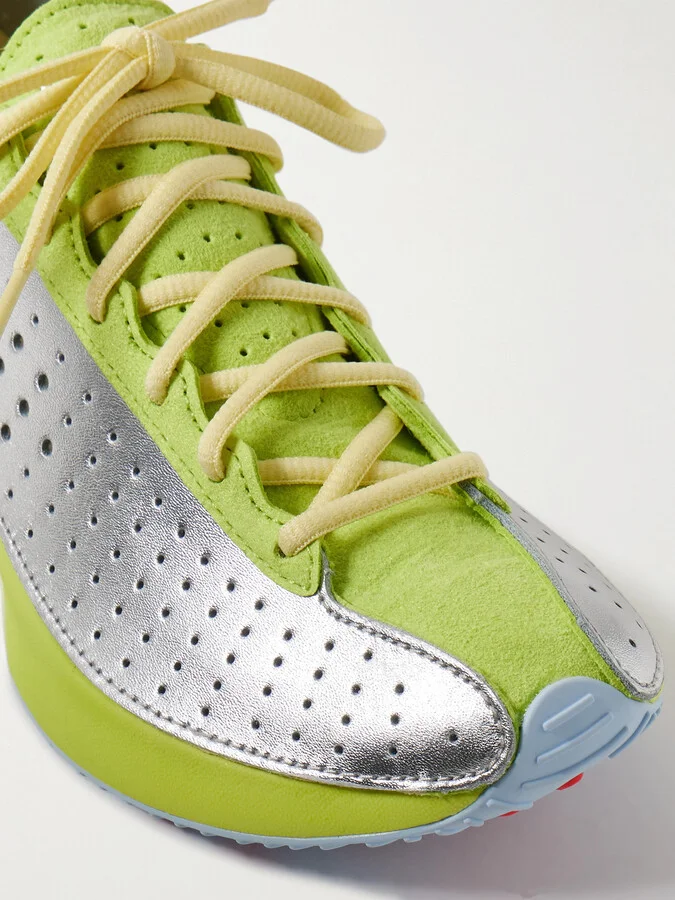 Nike - Air Superfly Suede And Perforated Metallic Leather Sneakers - Yellow - Image 4