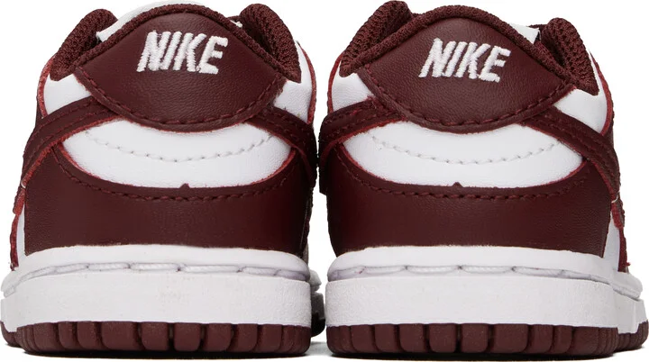 Nike Baby Burgundy & White Dunk Low Sneakers - Image 2
