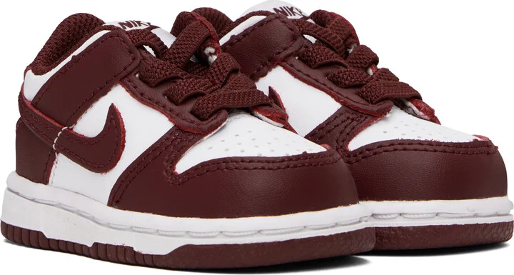 Nike Baby Burgundy & White Dunk Low Sneakers - Image 4