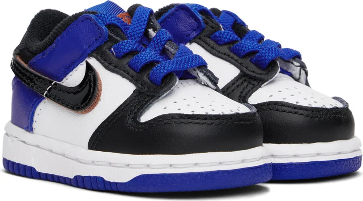 Nike Baby White & Blue Dunk Low SE Sneakers - Image 4