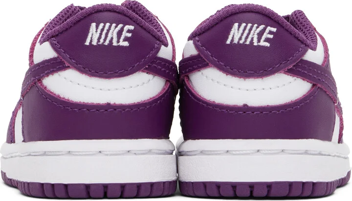 Nike Baby White & Purple Dunk Low Sneakers - Image 2