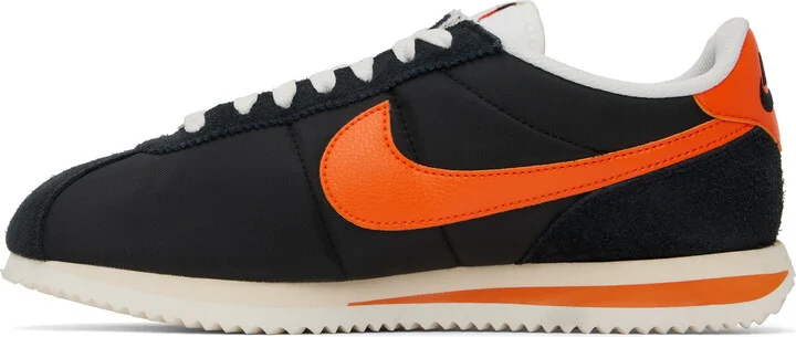 Nike Black & Orange Cortez Textile Sneakers - Image 3