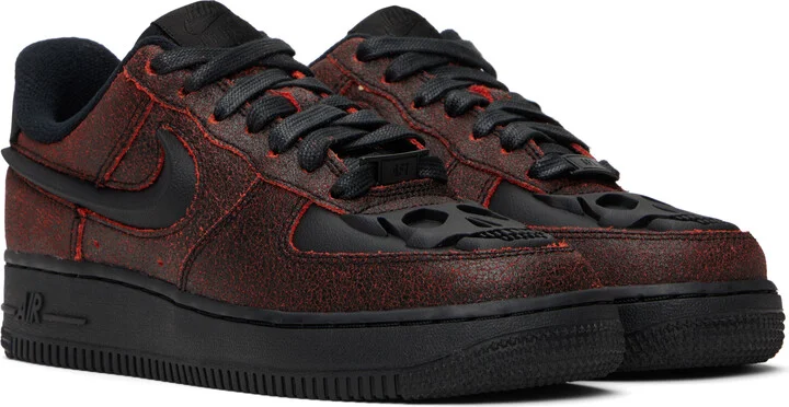 Nike Black & Red Air Force 1 Retro 'Halloween' Sneakers - Image 4