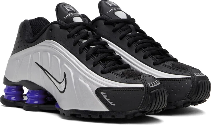 Nike Black & Silver Shox R4 Sneakers - Image 4