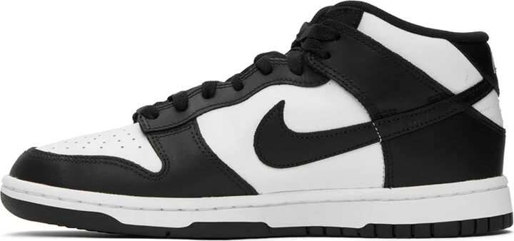 Nike Black & White Dunk Mid Sneakers - Image 3