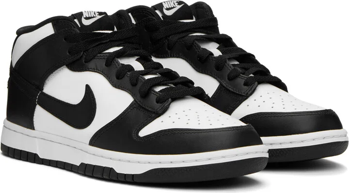 Nike Black & White Dunk Mid Sneakers - Image 4