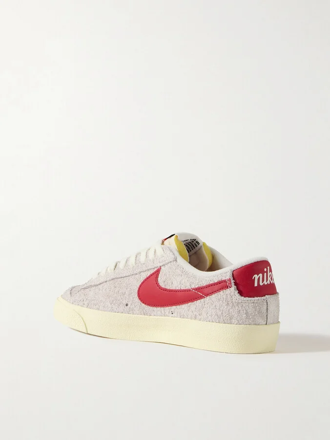 Nike - Blazer Low ’77 Vintage Leather-trimmed Brushed-suede Sneakers - White - Image 3