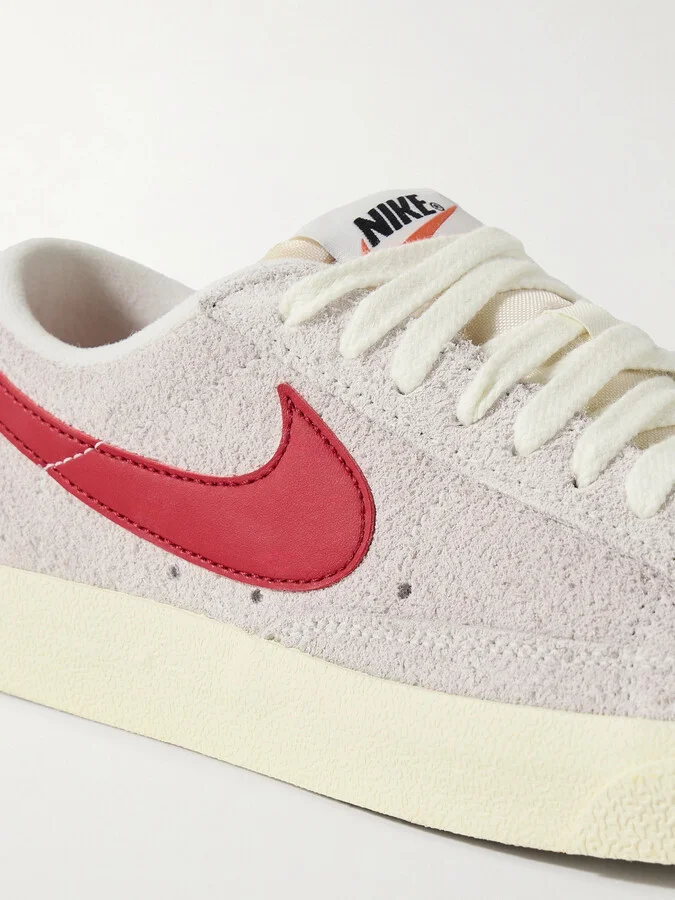 Nike - Blazer Low ’77 Vintage Leather-trimmed Brushed-suede Sneakers - White - Image 4