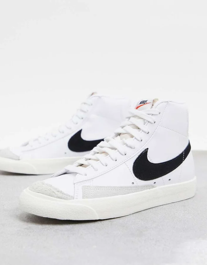 Nike Blazer Mid '77 vintage sneakers in white/black - Image 2