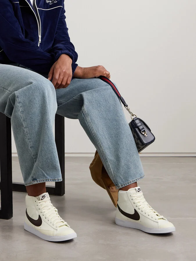Nike - Blazer Mid '77 Vintage Suede And Leather-trimmed Crinkled-nubuck High-top Sneakers - Ecru - Image 2