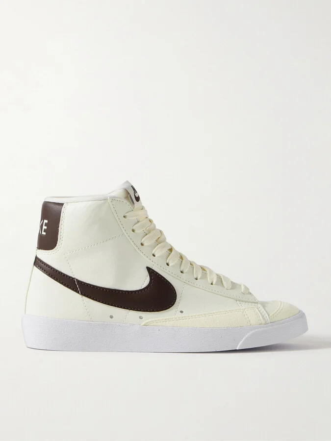 Nike - Blazer Mid '77 Vintage Suede And Leather-trimmed Crinkled-nubuck High-top Sneakers - Ecru