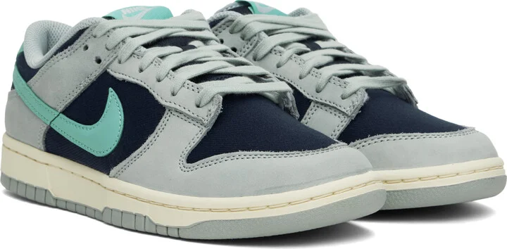 Nike Blue Dunk Low Retro Premium Sneakers - Image 4