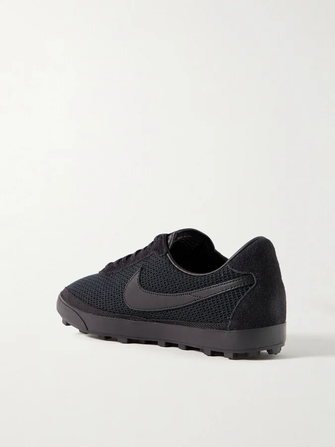Nike - + Bode Astrograbber Leather And Suede-trimmed Waffle-knit Sneakers - Black - Image 3