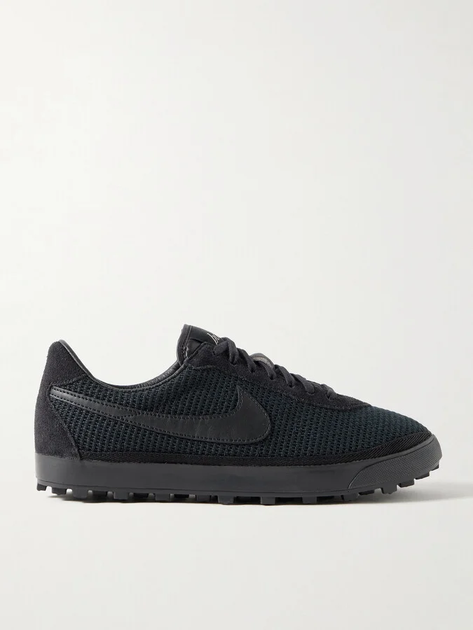 Nike - + Bode Astrograbber Leather And Suede-trimmed Waffle-knit Sneakers - Black