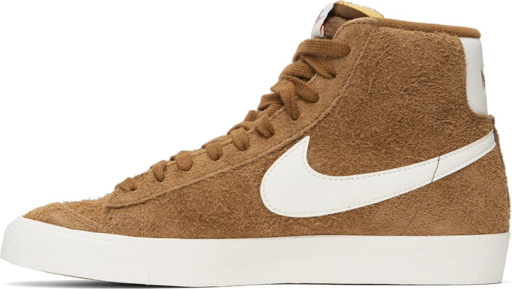 Nike Brown & White Blazer Mid '77 Premium Sneakers - Image 3