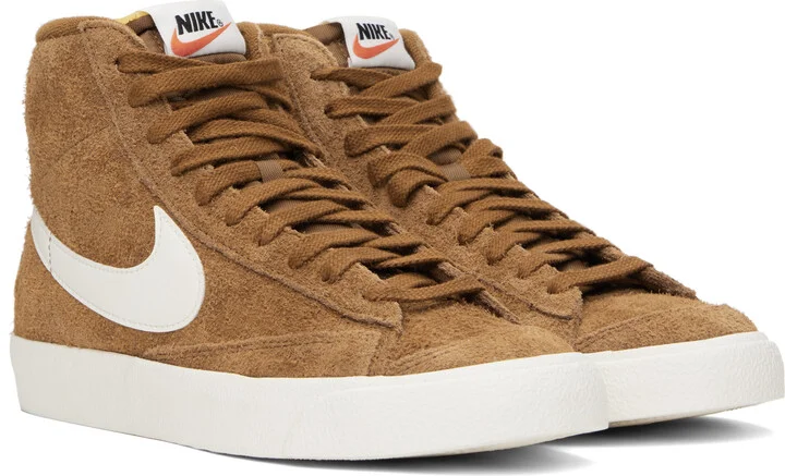Nike Brown & White Blazer Mid '77 Premium Sneakers - Image 4