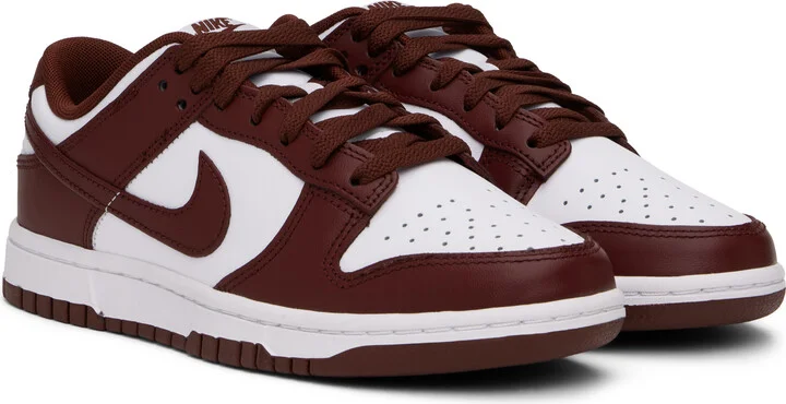Nike Burgundy & White Dunk Low Retro Sneakers - Image 4