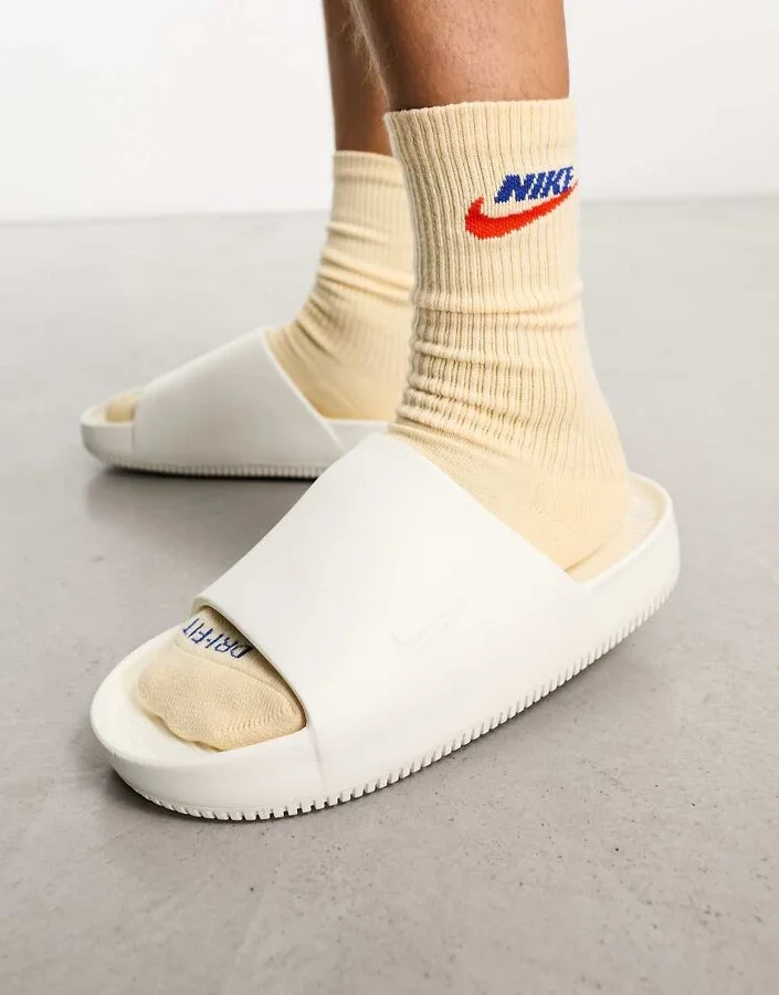 Nike Calm Mule slides in off white - Image 2