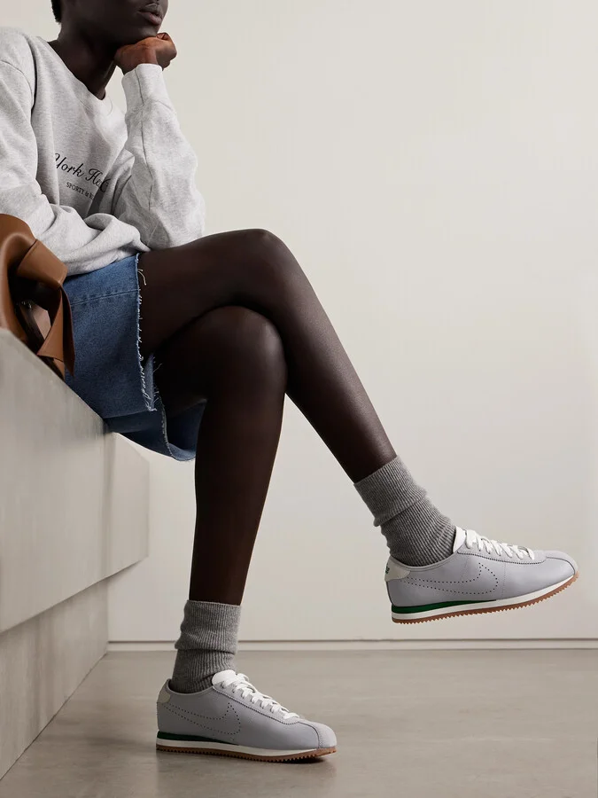 Nike - Cortez Decon Suede-trimmed Perforated Leather Sneakers - Gray - Image 2