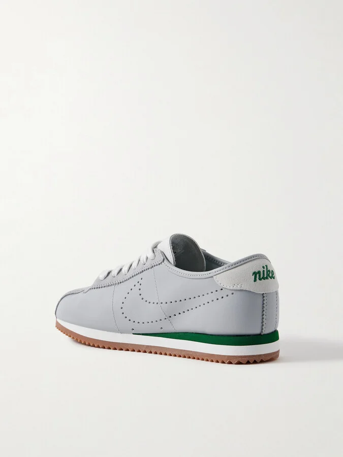 Nike - Cortez Decon Suede-trimmed Perforated Leather Sneakers - Gray - Image 3