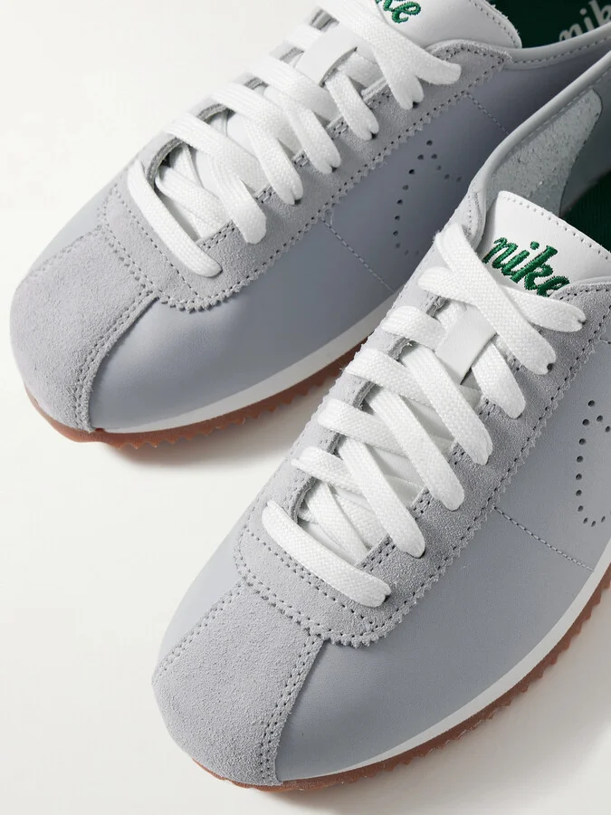 Nike - Cortez Decon Suede-trimmed Perforated Leather Sneakers - Gray - Image 4