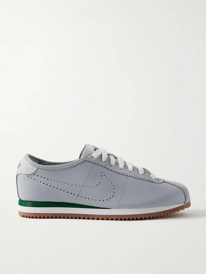 Nike - Cortez Decon Suede-trimmed Perforated Leather Sneakers - Gray