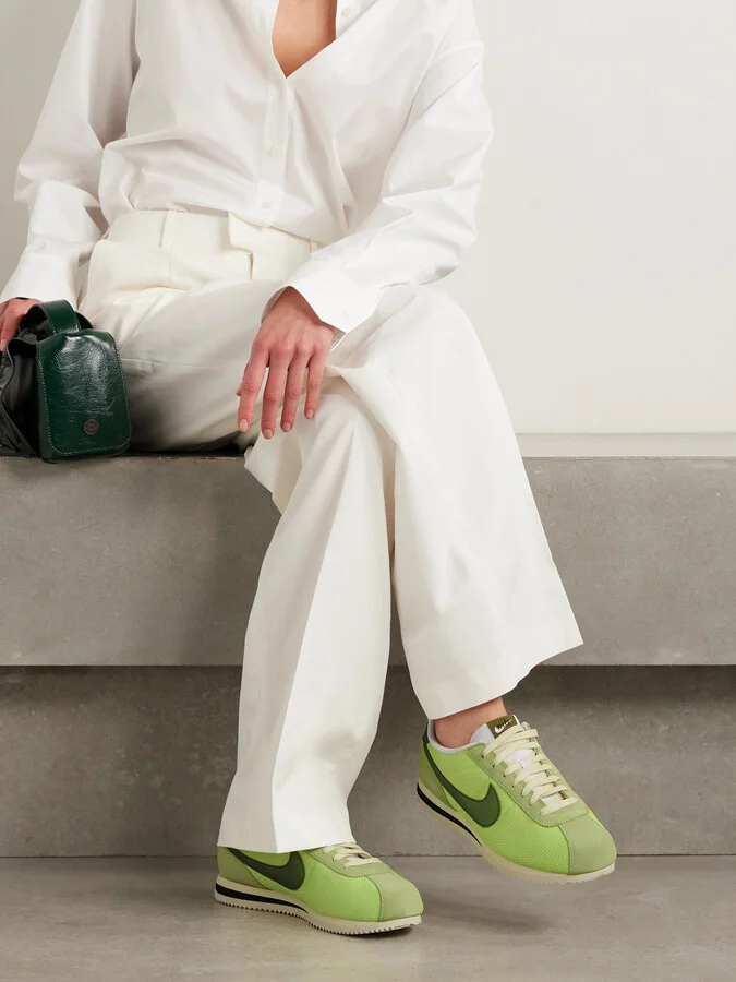 Nike - Cortez Leather And Suede-trimmed Mesh Sneakers - Yellow - Image 2