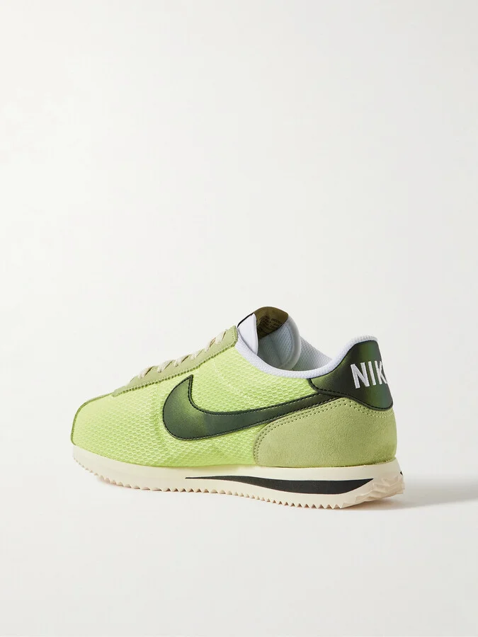 Nike - Cortez Leather And Suede-trimmed Mesh Sneakers - Yellow - Image 3