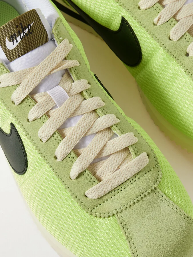Nike - Cortez Leather And Suede-trimmed Mesh Sneakers - Yellow - Image 4