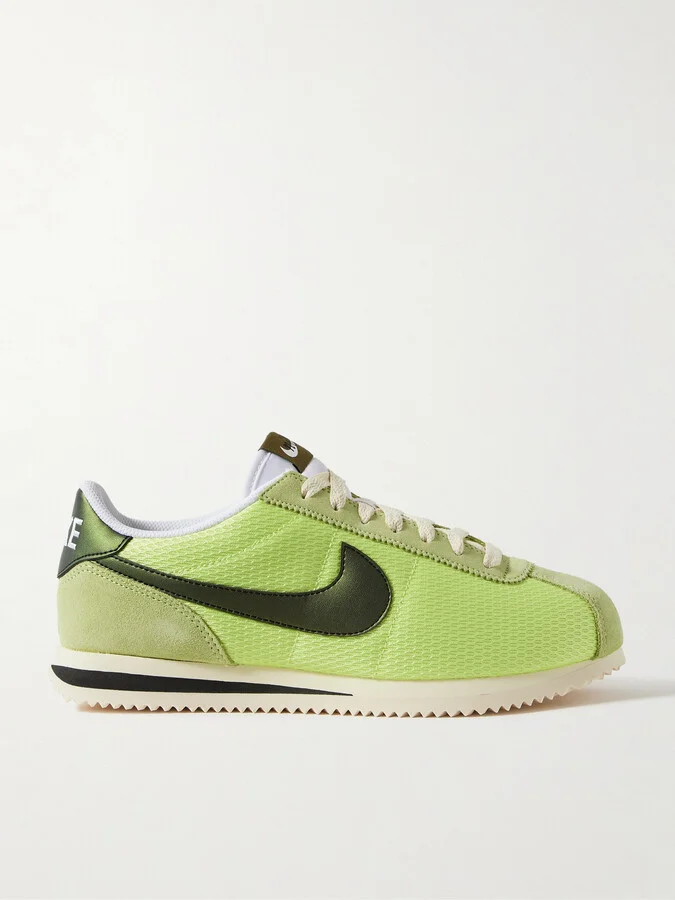 Nike - Cortez Leather And Suede-trimmed Mesh Sneakers - Yellow