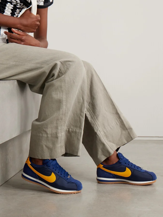 Nike - Cortez Leather And Suede-trimmed Shell Sneakers - Blue - Image 2