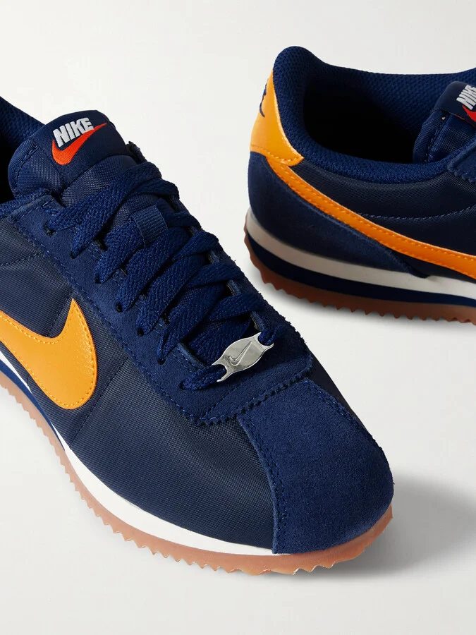 Nike - Cortez Leather And Suede-trimmed Shell Sneakers - Blue - Image 4