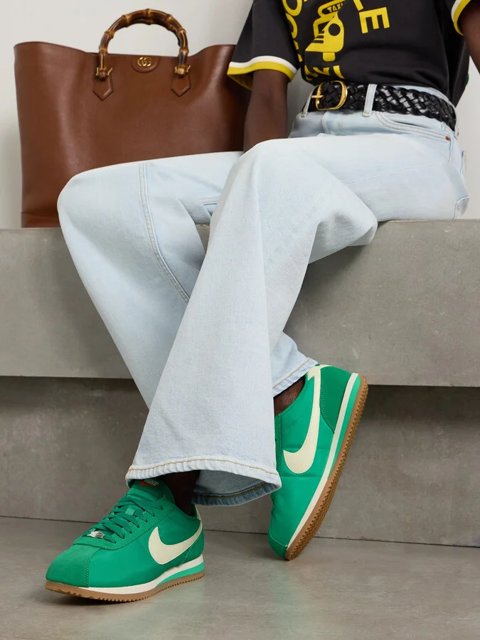 Nike - Cortez Leather And Suede-trimmed Shell Sneakers - Green - Image 2