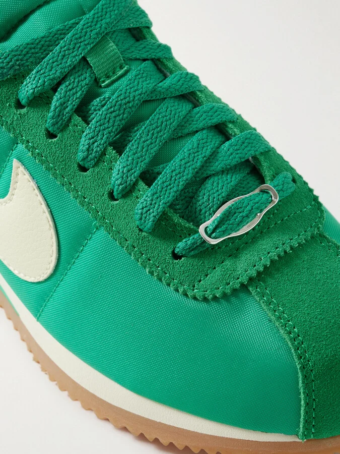 Nike - Cortez Leather And Suede-trimmed Shell Sneakers - Green - Image 4