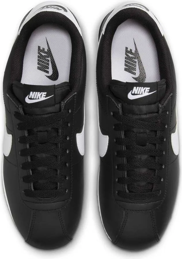 Nike cortez leather sneakers in black - Image 4