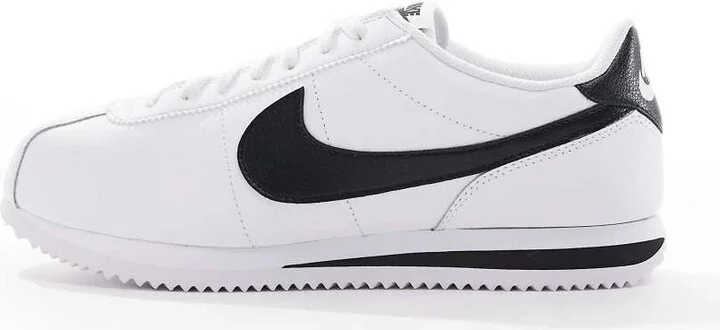 Nike Cortez leather sneakers in white and black - Image 2