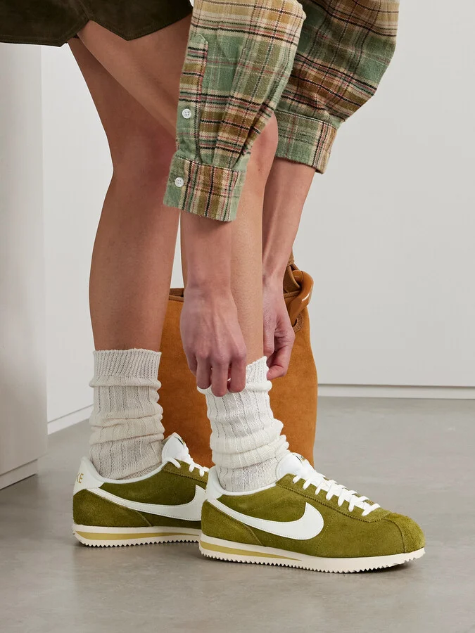 Nike - Cortez Se Leather-trimmed Brushed-suede Sneakers - Green - Image 2