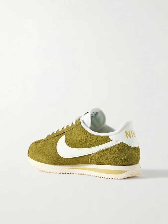 Nike - Cortez Se Leather-trimmed Brushed-suede Sneakers - Green - Image 3
