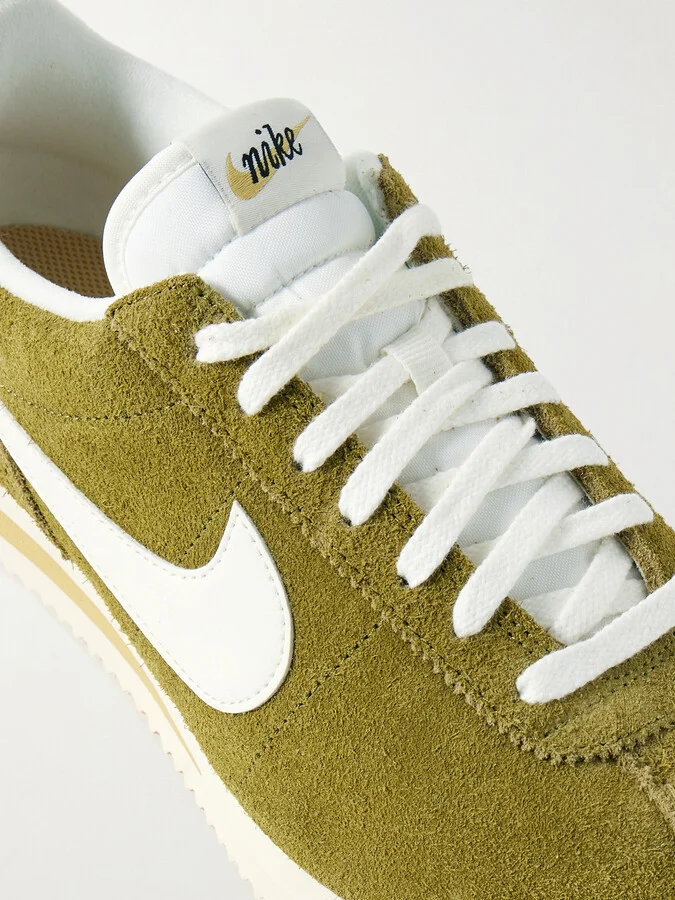 Nike - Cortez Se Leather-trimmed Brushed-suede Sneakers - Green - Image 4