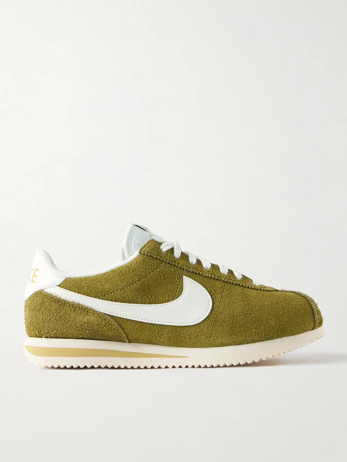 Nike - Cortez Se Leather-trimmed Brushed-suede Sneakers - Green