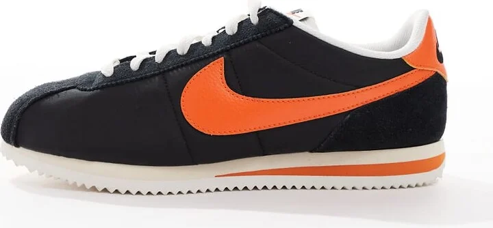 Nike Cortez sneakers in black and orange - Image 2