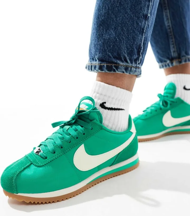 Nike Cortez sneakers in green and white